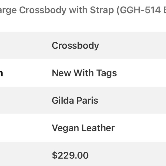 ❤️ Gilda Paris Large Crossbody Bag NWT ❤️ - Picture 5 of 5